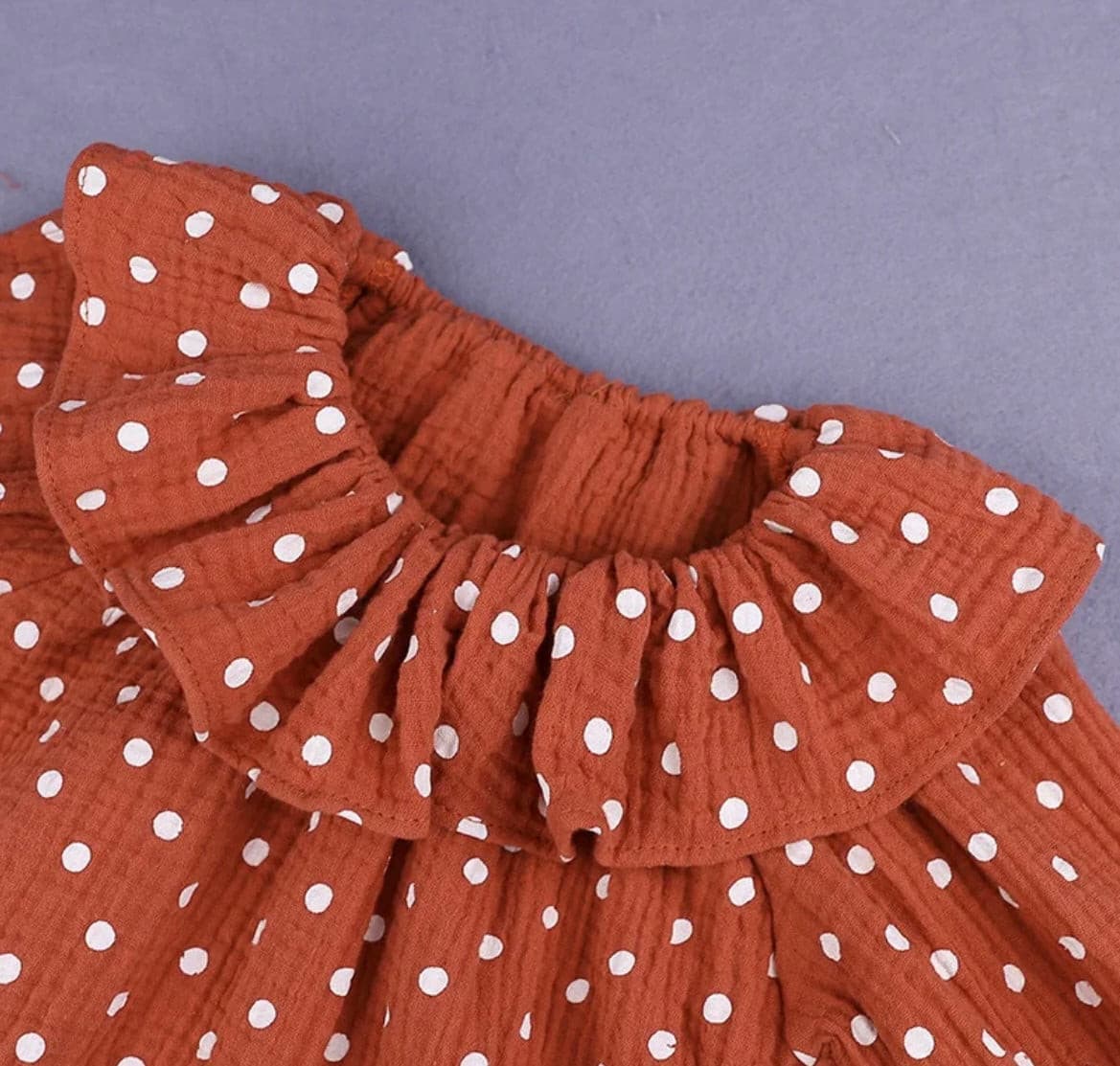 Polka Dot - Baby Girl Frill Linen Blouse -m.