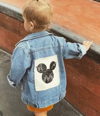 Denim Mickey Mouse Jacket - Baby Denim Mickey Jacket, Patchwork Mouse Ears Denim Mickey Mouse Jacket - Baby Denim Mickey Jacket, Patchwork Mouse Ears.