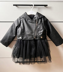 Black Rocker Tutu Dress with Leather Jacket in size 9 months to 5 years.