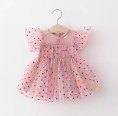 Girls Confetti Dress - Dusty Pink.
