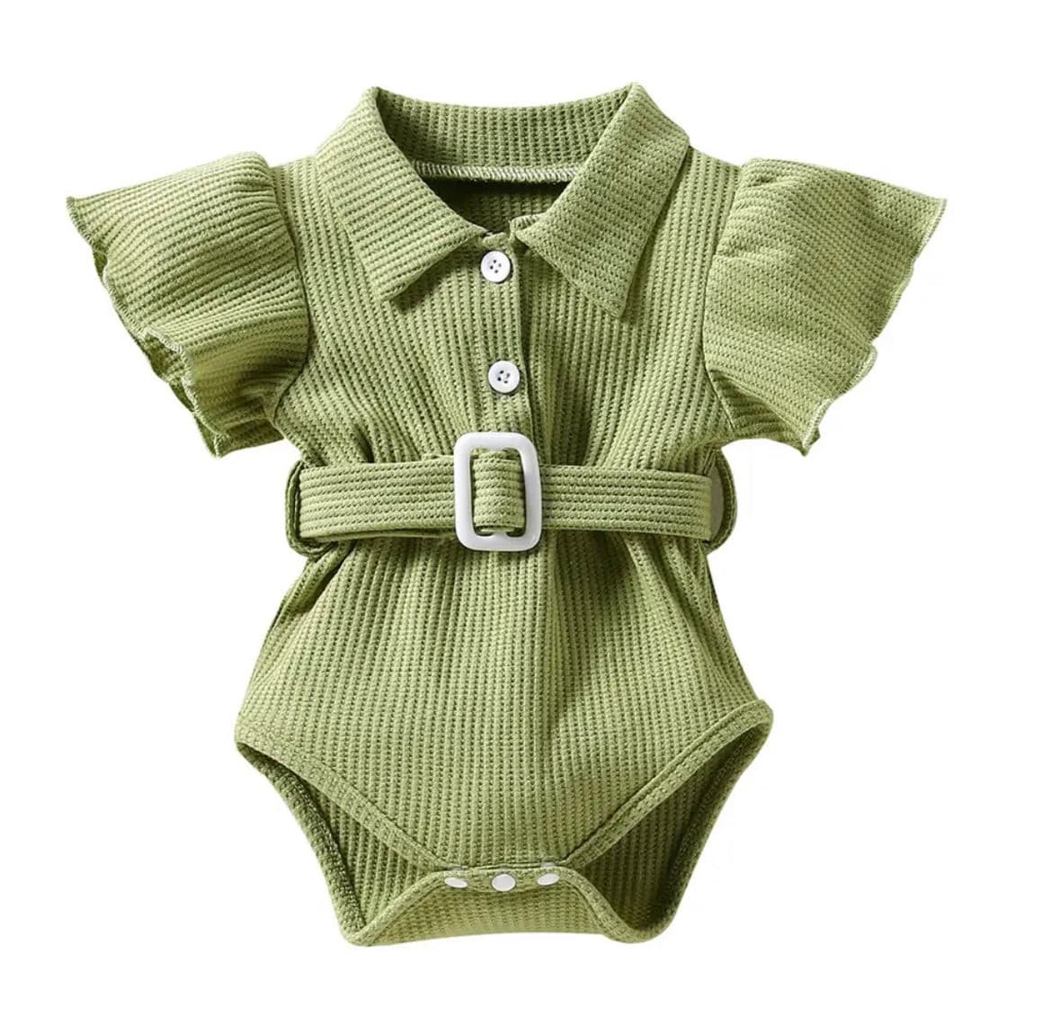 Miranda - Belted Cotton Ruffle Romper.