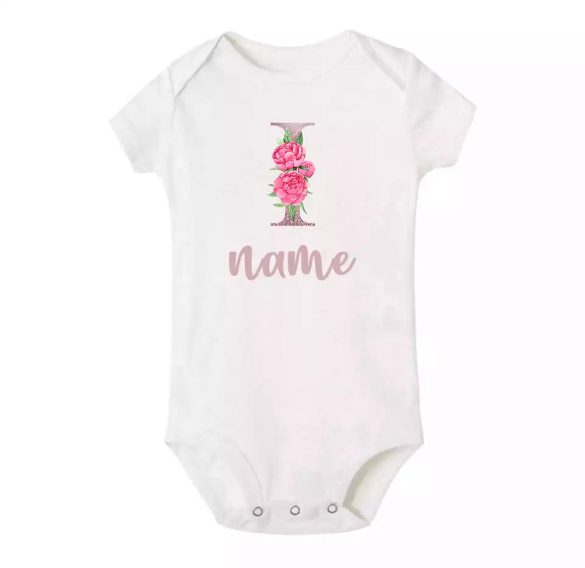 Personalised Baby Onesie - Pretty Pink LETTER + NAME.