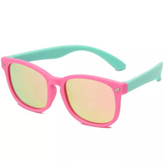 Ultra Flexible Polarised Sunglasses - Pink / Mint Frame with Mirror Lens.