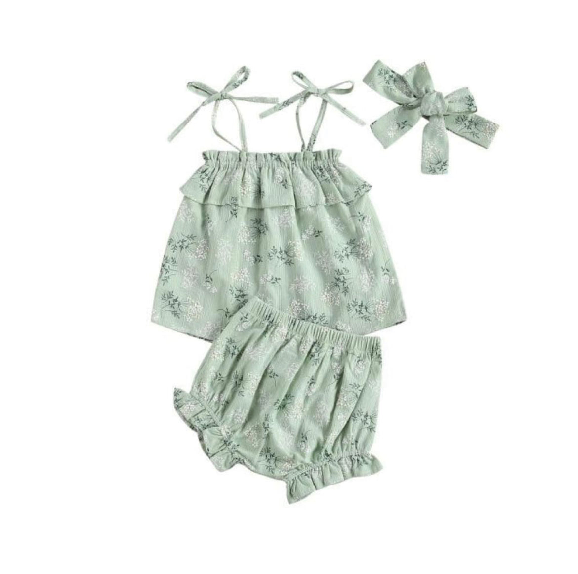 Tilly Ruffle Bloomer Set - Mint Green.