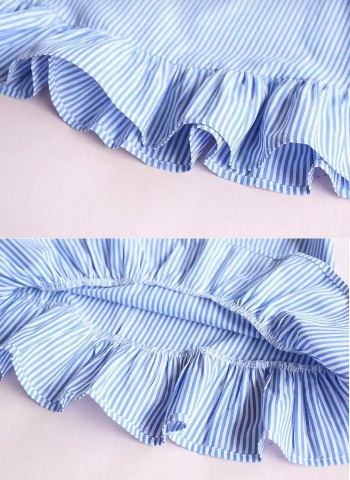 Girls Boho Tassel Stripe Summer Dress - Blue.