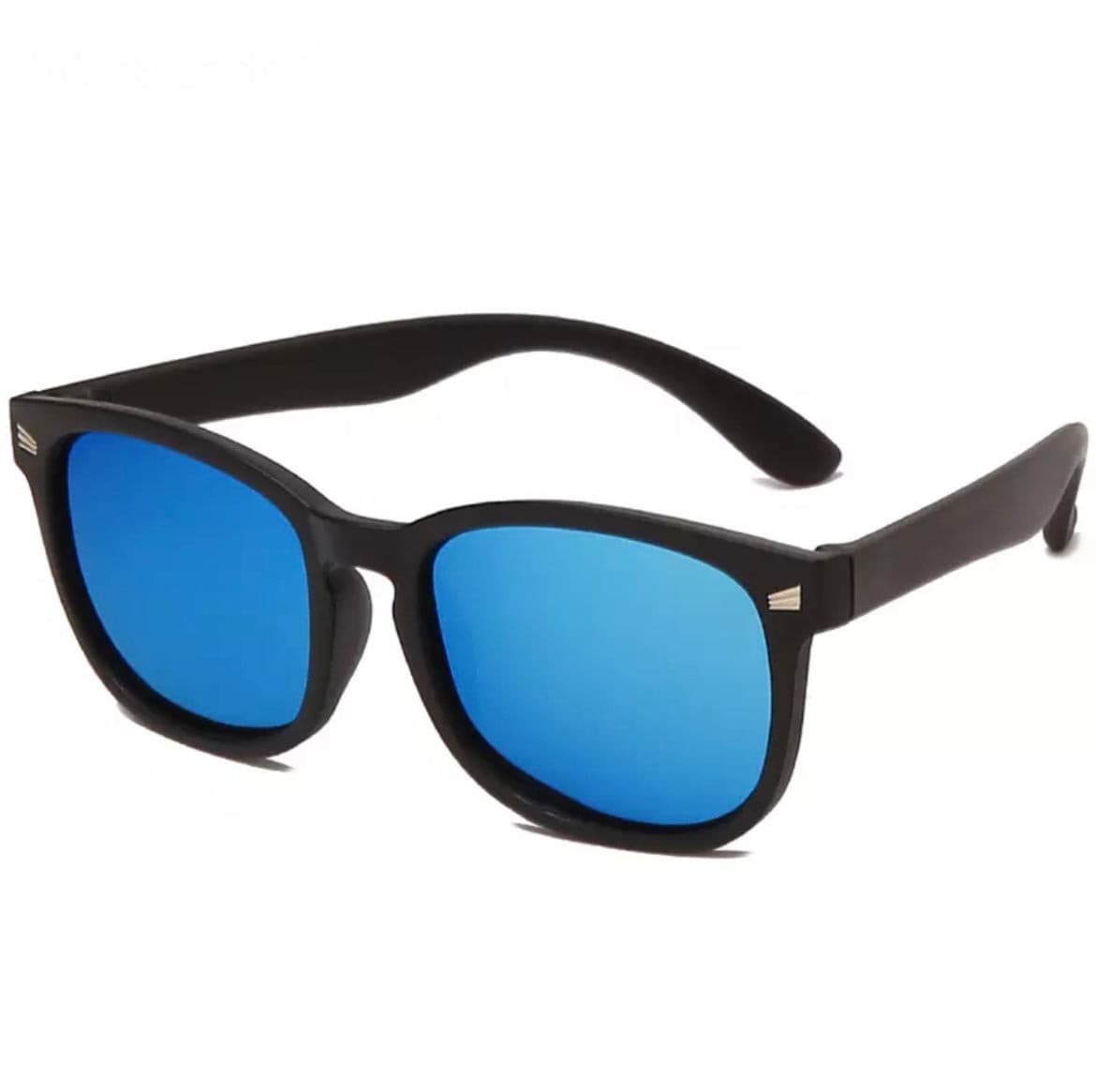 Ultra Flexible Polarised Sunglasses - Black with Mirror Blue.