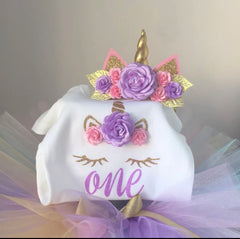 Purple Princess Unicorn First Birthday + Unicorn Crown.