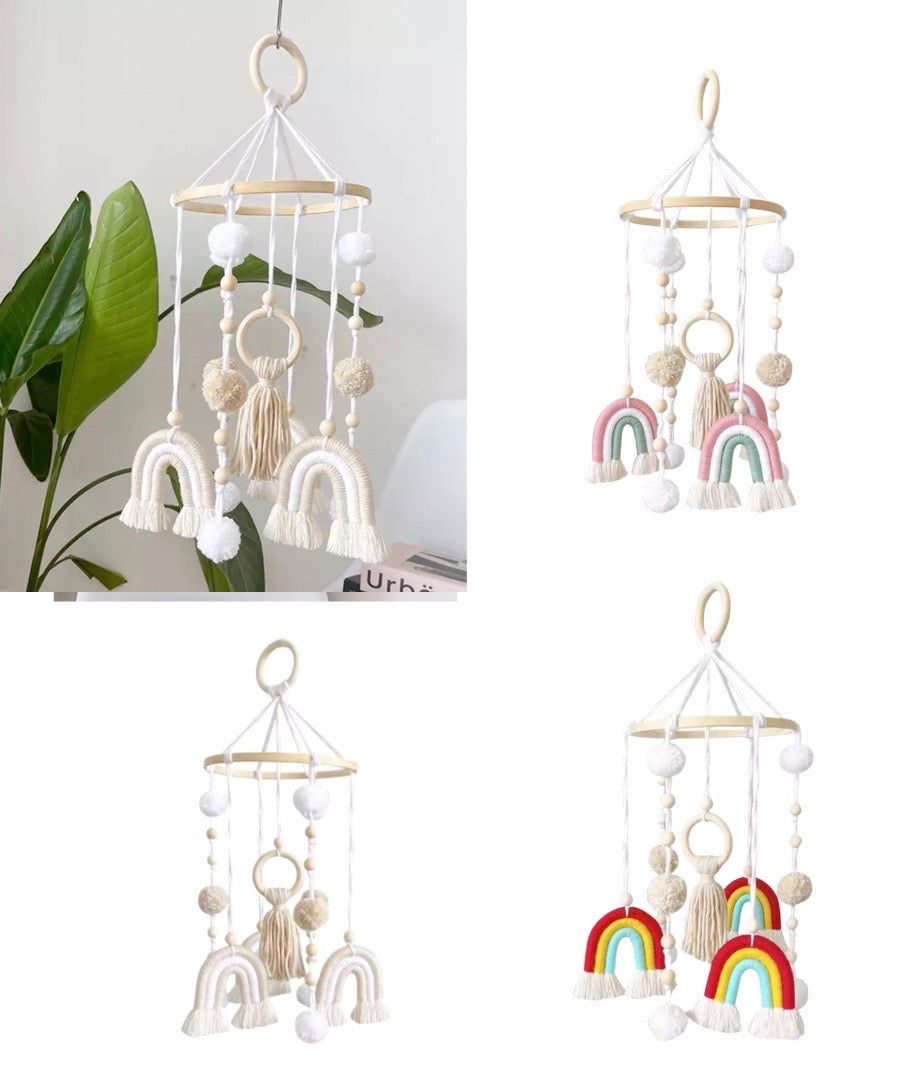 Boho Rainbow Baby Mobile - Bright Multi Colour.