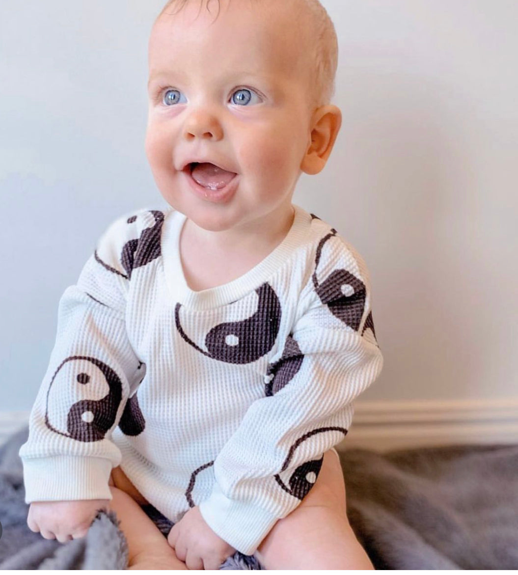 Ying Yang Waffle Romper - Black Ying Yang Waffle Romper - Black.