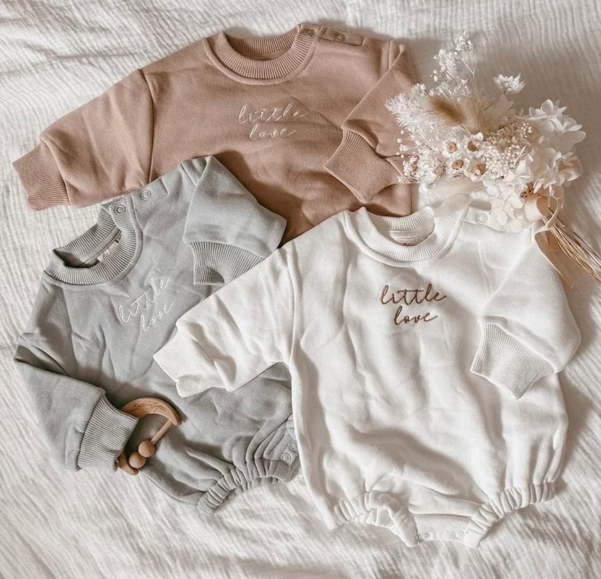 Little Love Baby Embroidered Sweater Romper.