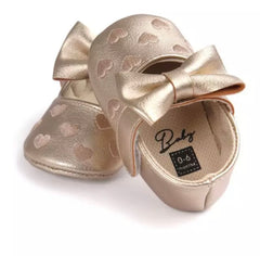 HEART BOW MOCCASINS - GOLD.