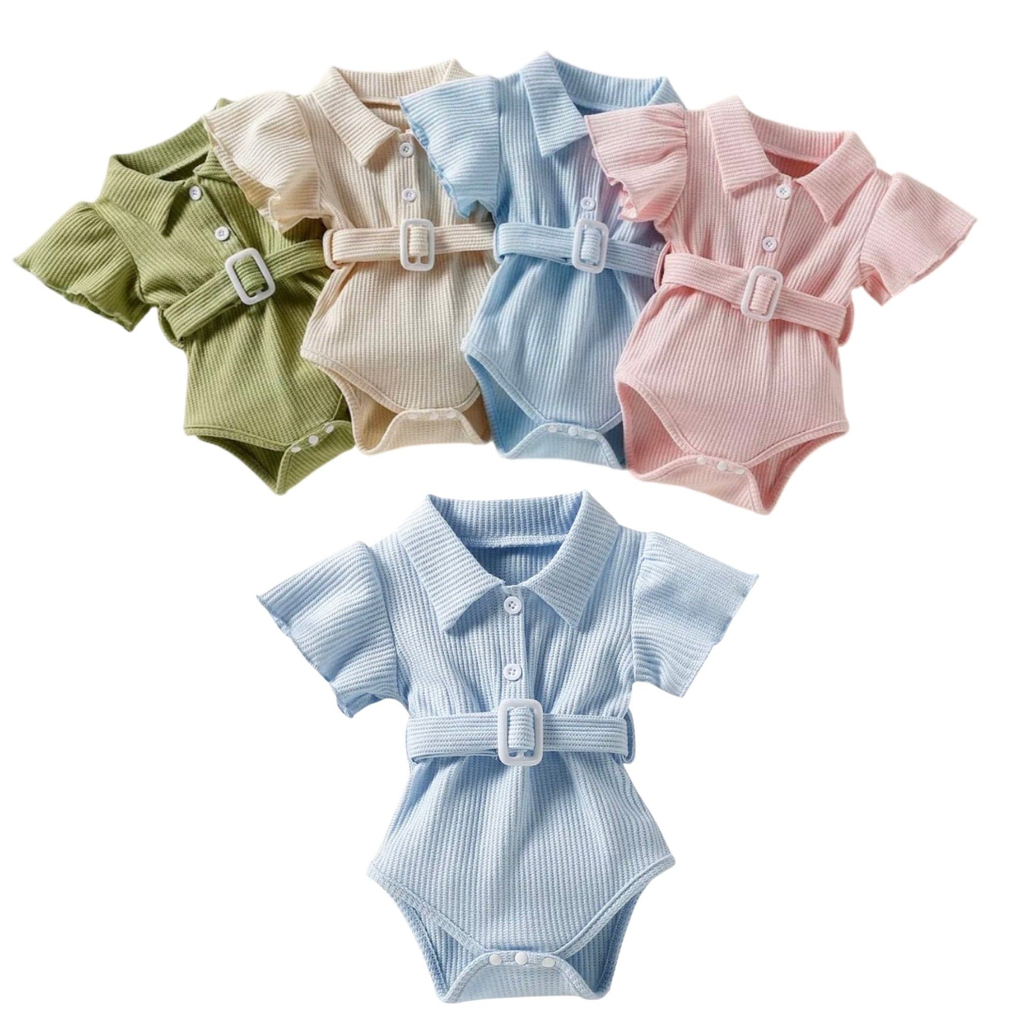 Miranda - Belted Cotton Ruffle Romper.