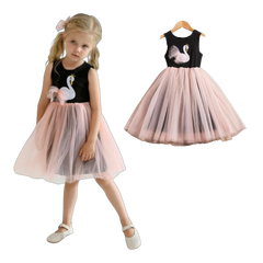 Girls Swan Tulle Skirt Dress.