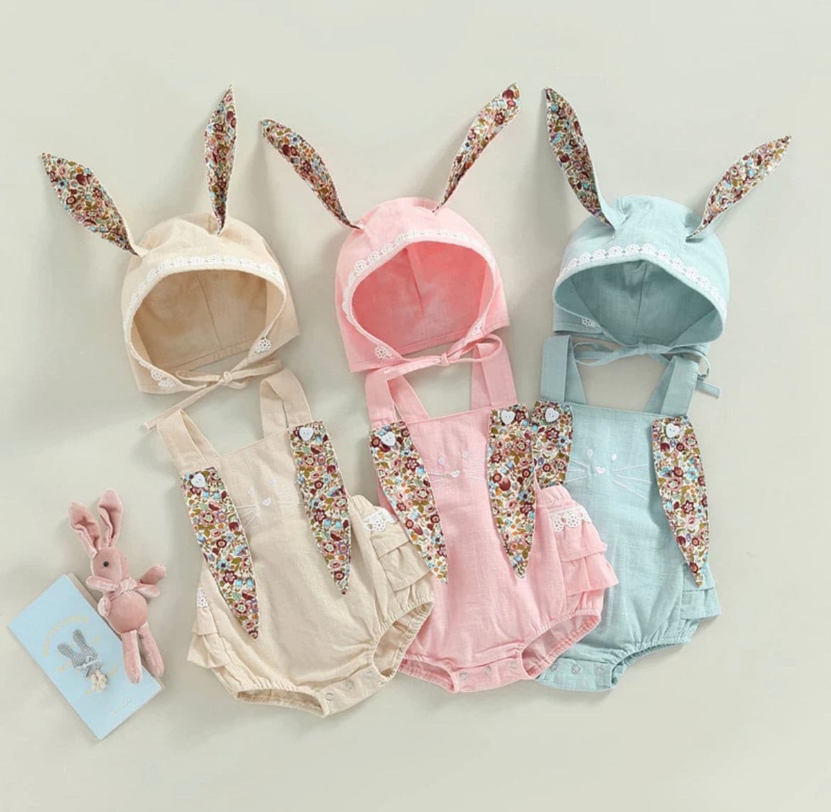 Bunny Romper & Matching Hat - Blue.