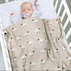 Lamb Baby Blanket 100% Cotton.