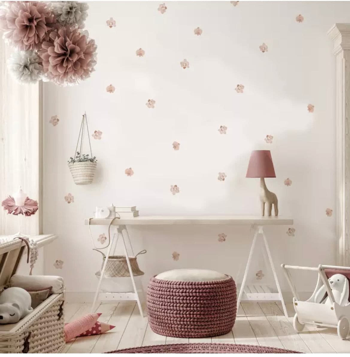 Nursery Wall Decals - Pink Floral.