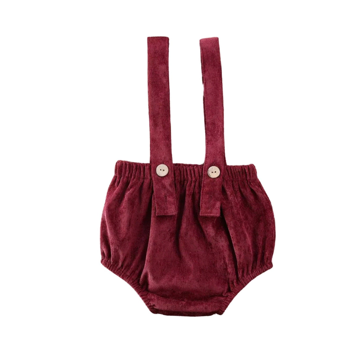 CORDUROY SUSPENDER BLOOMERS - Burgandy.