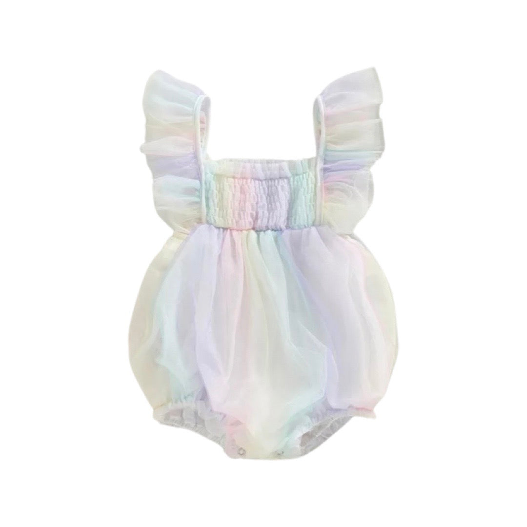 Lulubell - Pastel Rainbow Ruffle Romper.