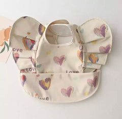 Waterproof Baby Bib - Rainbow Hearts.