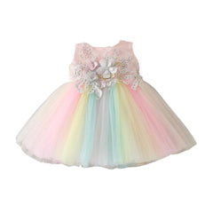 Connie - Rainbow Tutu & Embellished Lace  Party Dresses for Baby Girl.