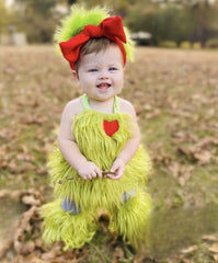 Green Grinch Baby Girl Costume , Faux Fur Tulle Tutu Romper Dress And Leg Warmers Socks.