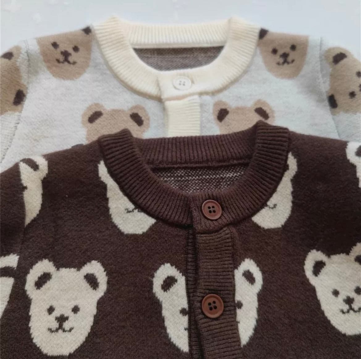 Knitted Teddy Bear Cardigan - Milk.