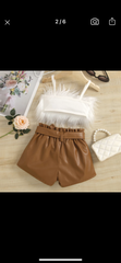 Girls Fluffy Crop Top Set.