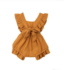 Lilly- Cotton Muslin Romper , Mustard.