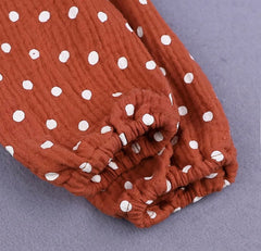 Polka Dot - Baby Girl Frill Linen Blouse -m.