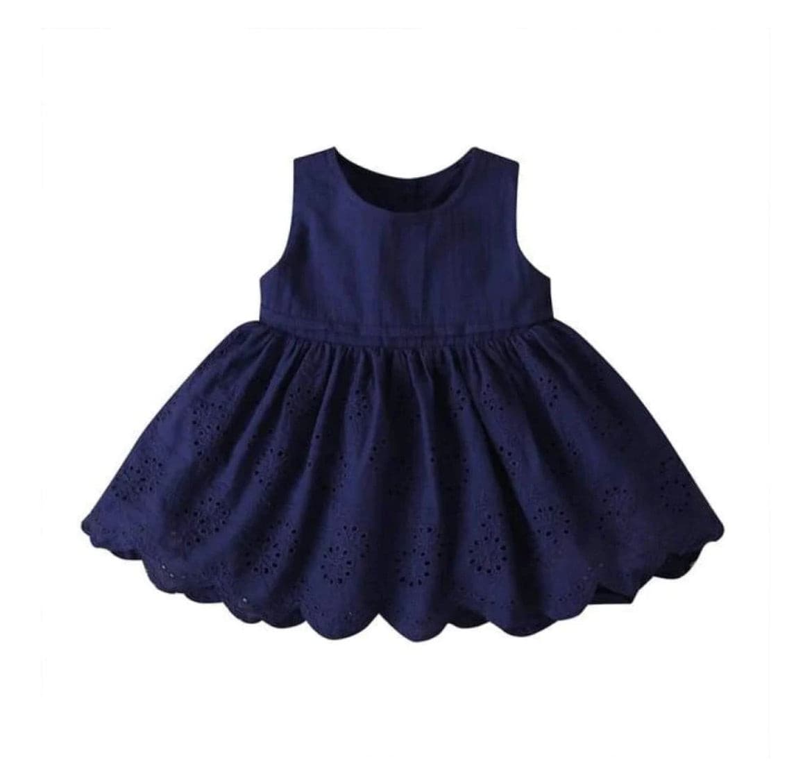 Alissa Scallop Edge Dress - Navy Blue.