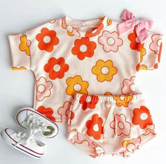 Retro Flower Baby - Bummies & Tee Summer Set.