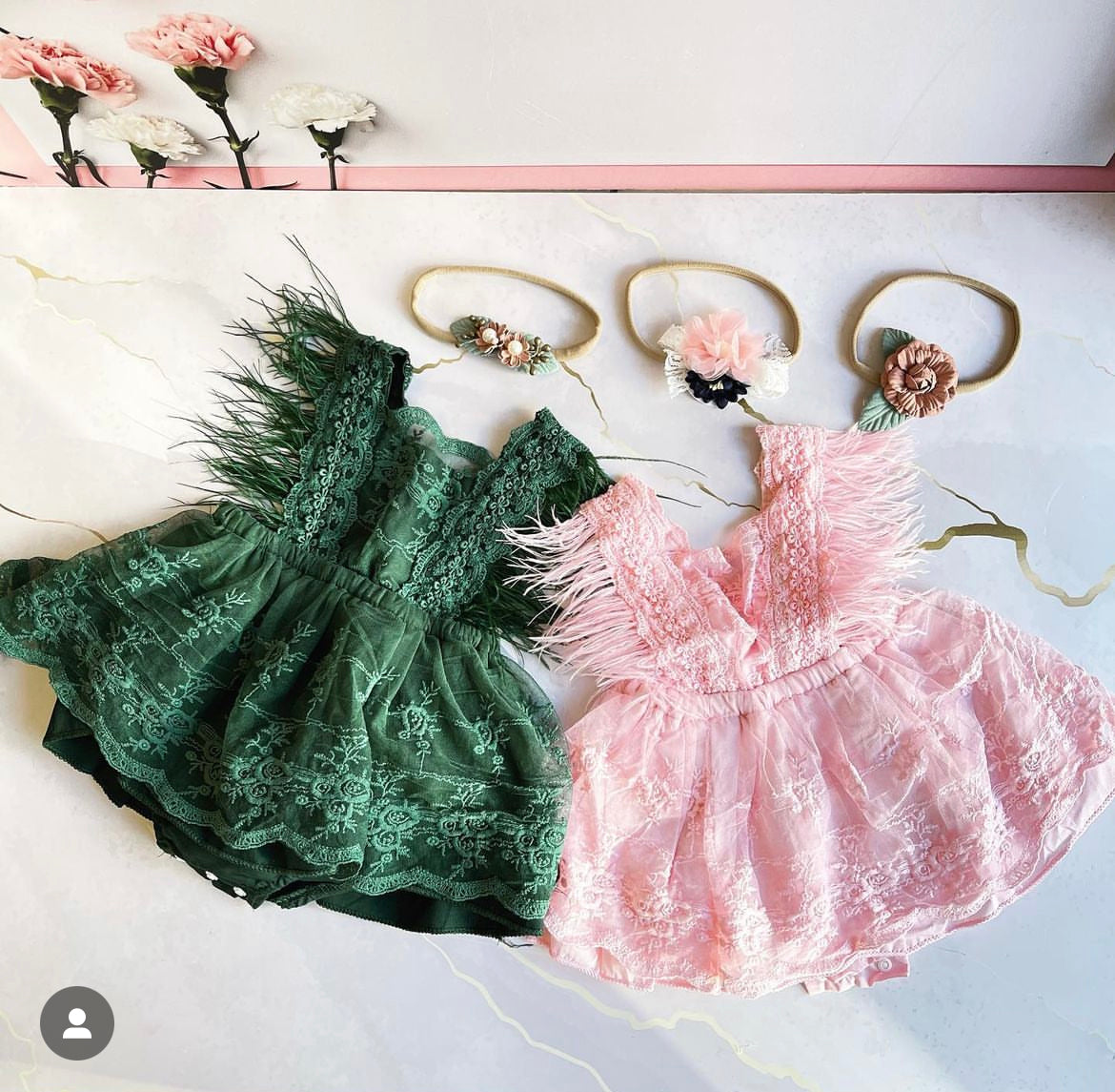 Winona Feather Romper - Green.