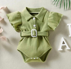 Miranda - Belted Cotton Ruffle Romper.