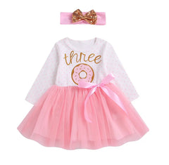 Baby Girl Donut Print Third Birthday Tutu Dress Outfit Baby Girl Donut Print Third Birthday Tutu Dress Outfit.