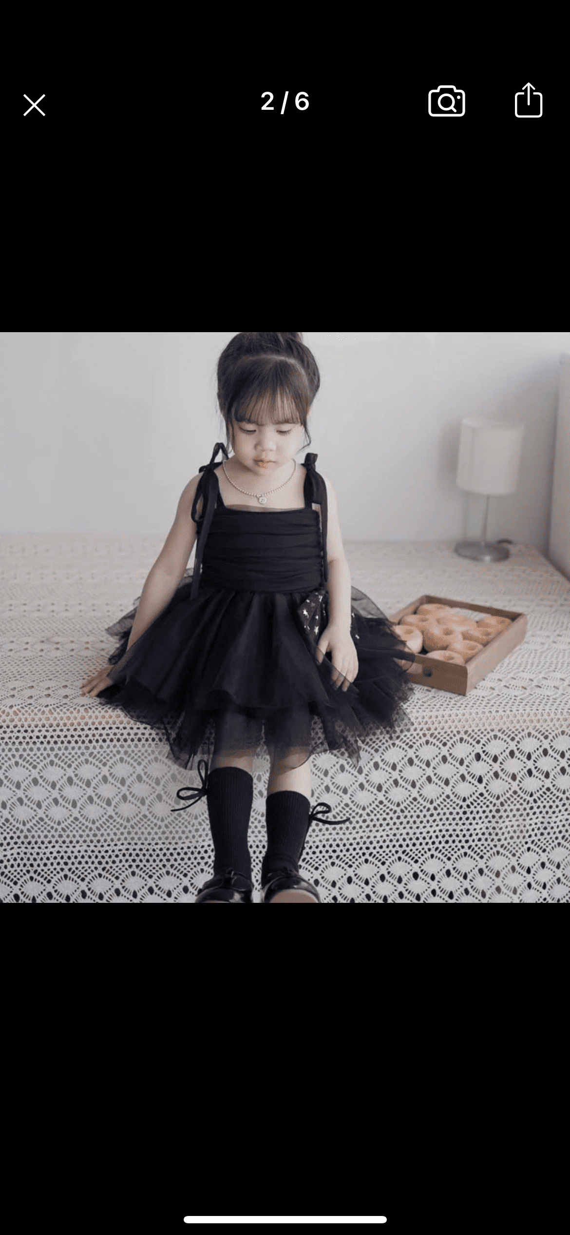 Tulle Layer Dress with Glitter Bow - Black.