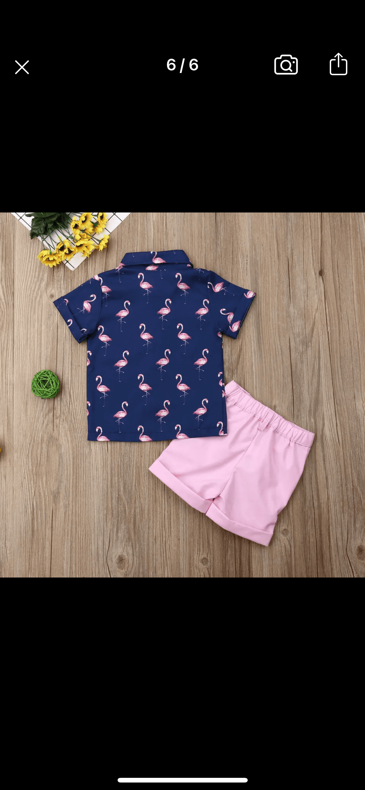 Boys Flamingo Button Shirt & Pink Shorts Set.