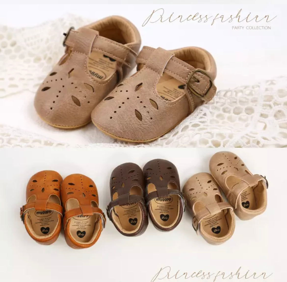 JESSICA T-BAR BABY SHOES - BEIGE.