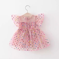 Girls Confetti Dress - Baby Pink.