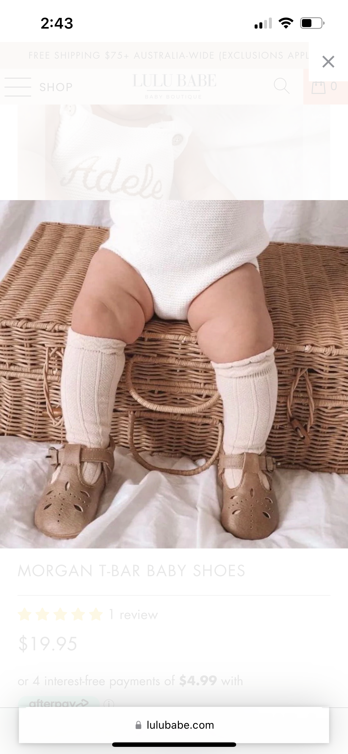 JESSICA T-BAR BABY SHOES - TAN.