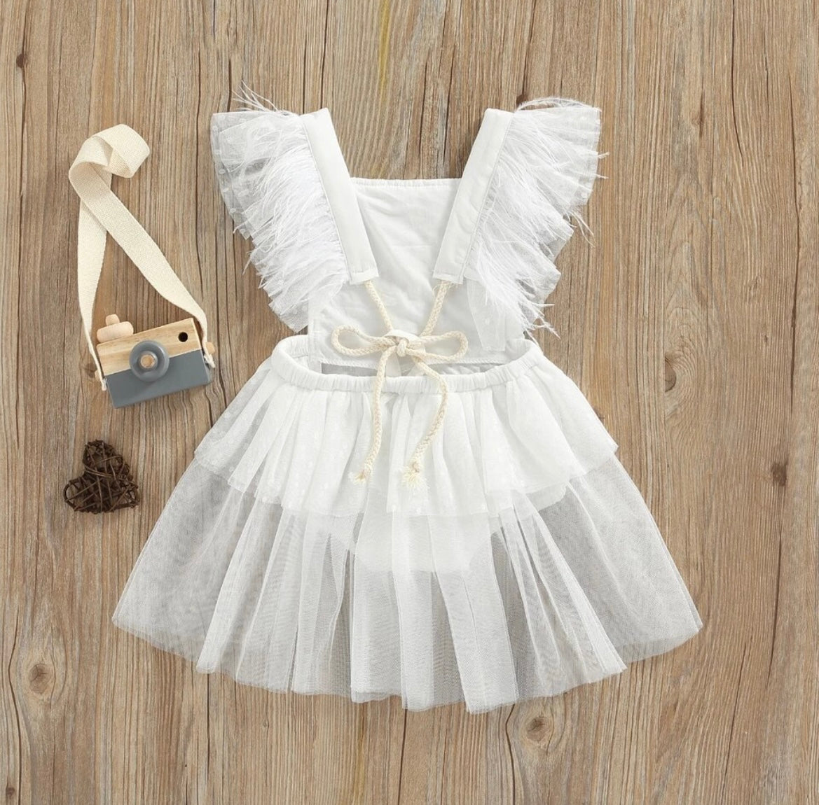 Girls First Birthday Lace “One” Romper - White.