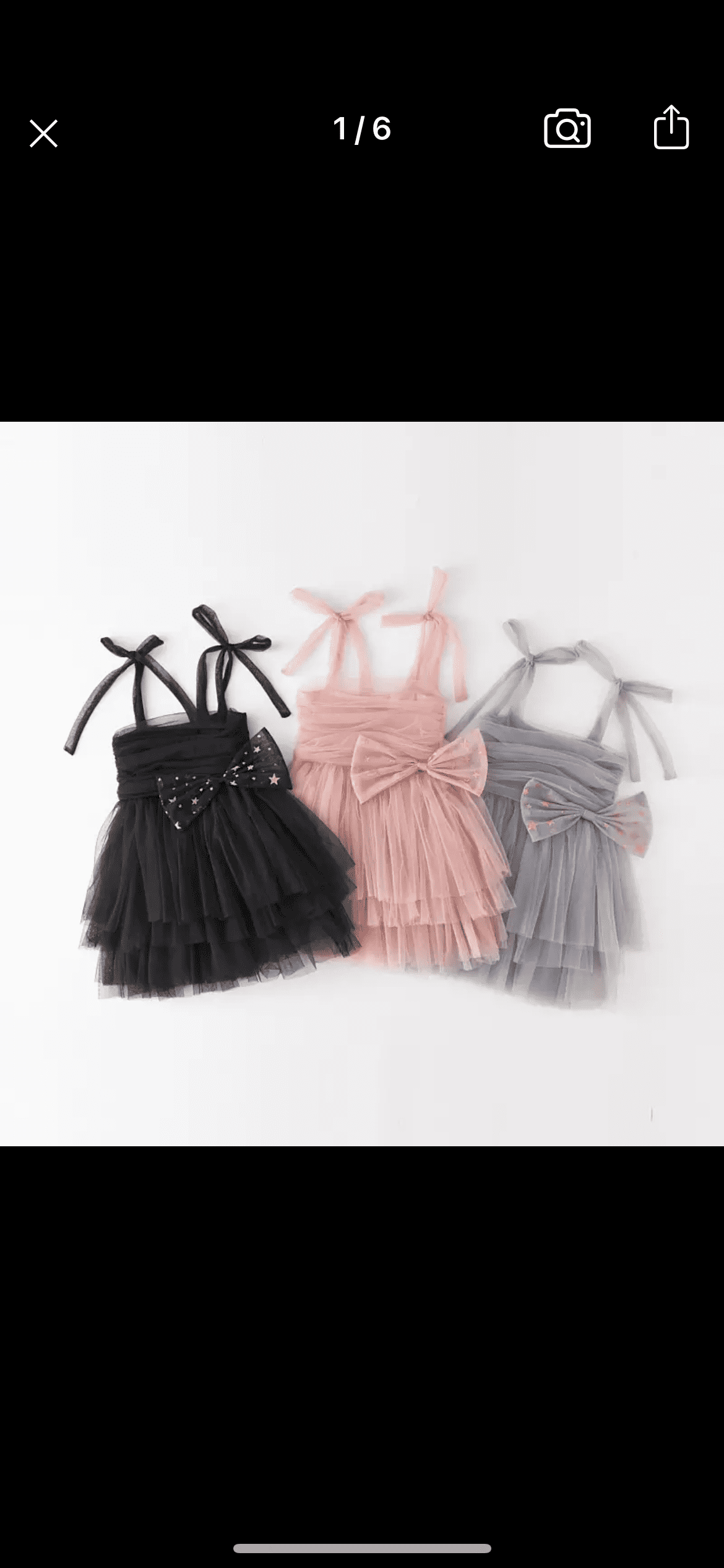 Tulle Layer Dress with Glitter Bow - Black.