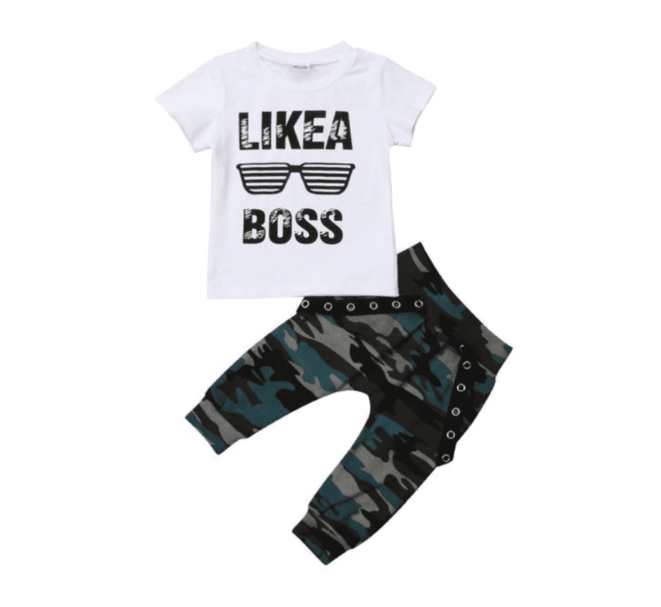 Like a Boss  - Newborn to 3T - Boys Cotton Printed T-Shirt & Pants Set.