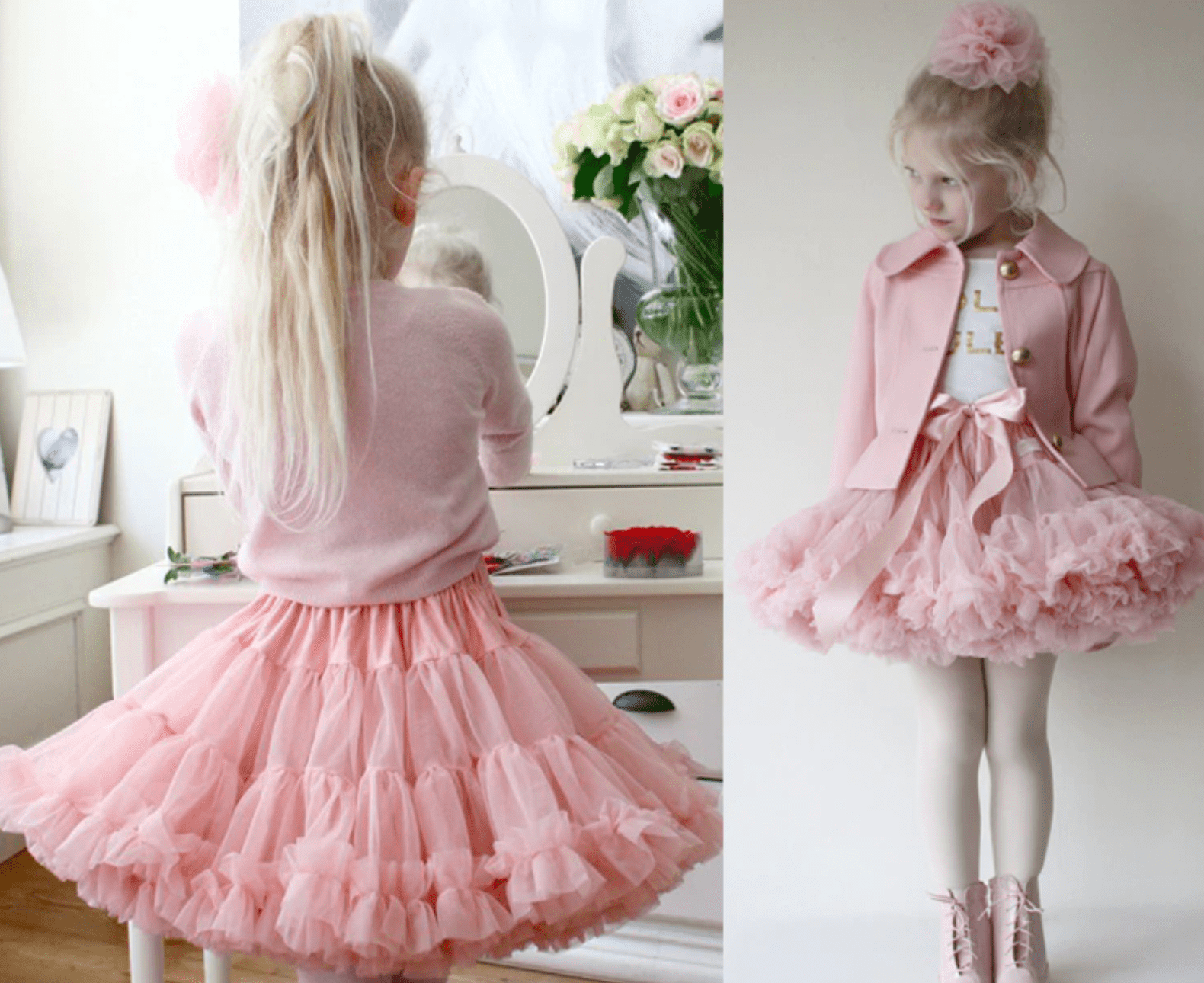 Baby Pink Fluffy Layered Tutu Skirt -  Girls Ballerina Pettiskirt, Fluffy Children Ballet Skirts.
