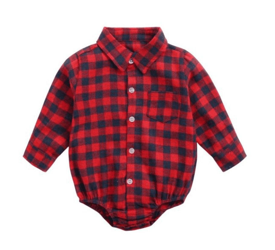 Boys Plaid Check Shirt - Red & Black.