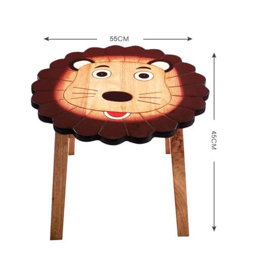 Simba Lion Table for Kids - Hand Carved Kids Wood Lion Table.