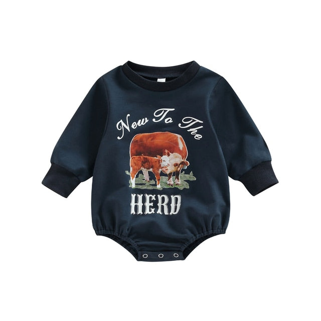 New To The Herd - Long Sleeve Boys Romper Sweater
