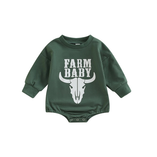 Farm Boy - Baby Boy Long Sleeve Romper