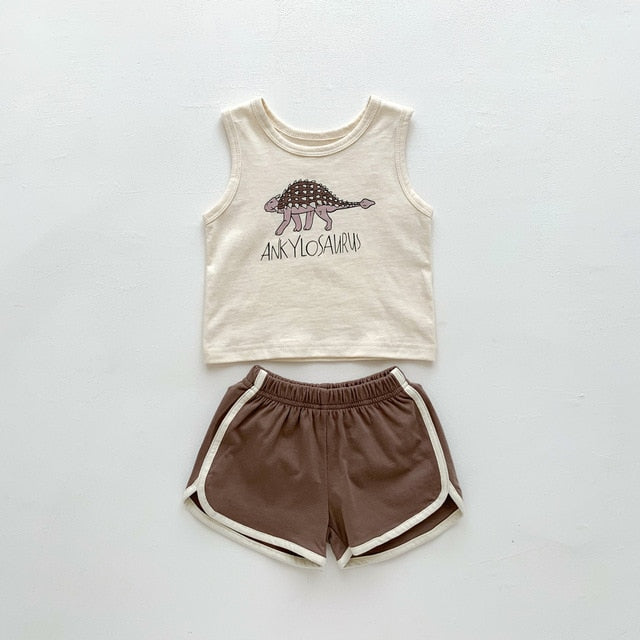 Dinosaur Tank & Short Set, Unisex  - 2 Pieces Summer.