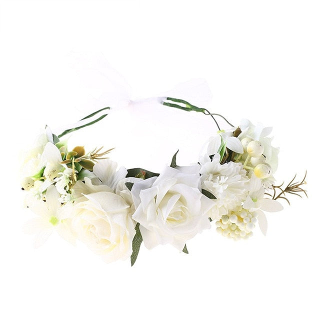 Floral Garland - Flower Girl Hair Accessories, Mixed White Flowers.