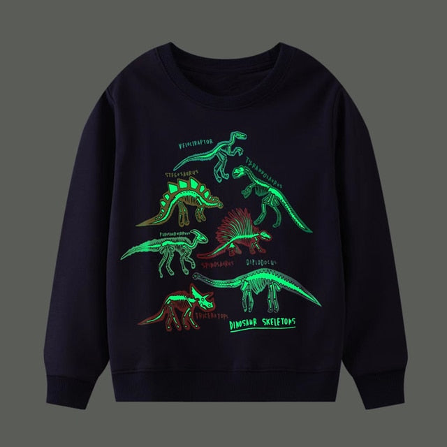 Dino Lit - Glow In The Dark Dinosaur Crew Neck Sweater- Boys Dinosaur Jumper Dino Lit - Glow In The Dark Dinosaur Crew Neck Sweater- Boys Dinosaur Jumper.